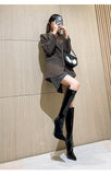 Knee-High Modern Boots Pointy Toe Women Shoes 13cm Ultra Thin Steel High Heels Metal Heel Calf Boots for Women Fun Shoes Size 46