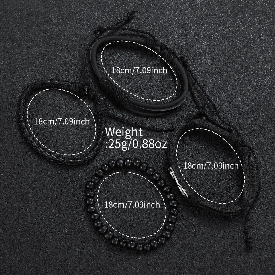 4/5PCS Fashion Leather Strap Men Business Watches Casual Mens Quartz Watch Vintage Bracelets Set Reloj Hombre（Without Box）