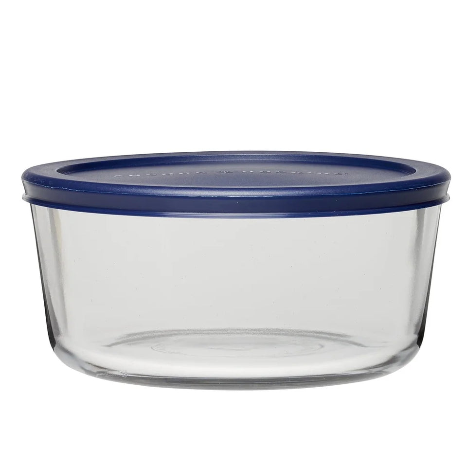 2 Pack 7 Cup Glass Food Storage Containers with SnugFit Lid Microwave Dishwasher Safe Round Kitchen Jars Healthy Durable