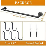 1/2 Set of Wall-Mounted Coffee Cup Holder, Modern Metal with 5/10 Cup Hooks, Rustic Utensil Tea Cup Storage Rack for Kitchen, Dining Room, Coffee Bar, Black