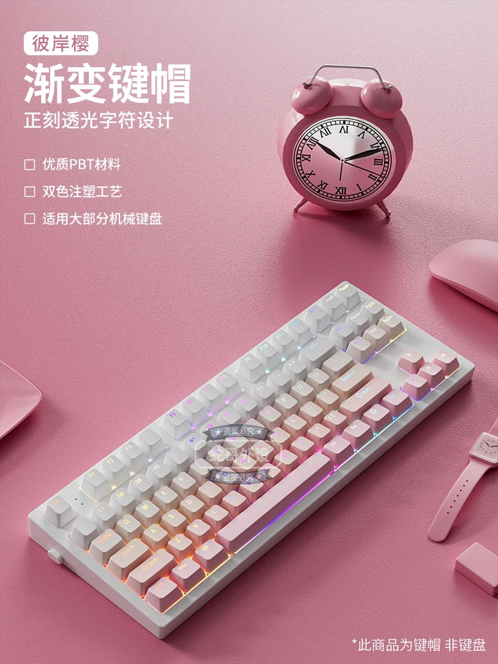132 Keys Gradient backlit RGB Keycaps For Cherry Mx Switch Mechanical Gaming Keyboard OEM Profile PBT Keycap ISO Layout Key caps