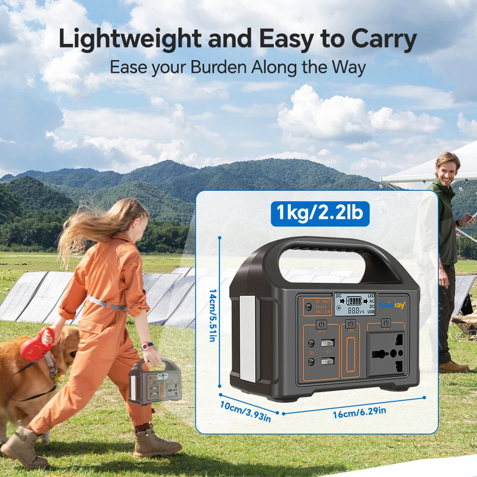 Gaiaray Portable Power Station 100W 24000mAh LiFePO4 Charging Energy Station Solar Generator AC 220V Power Bank for Camping