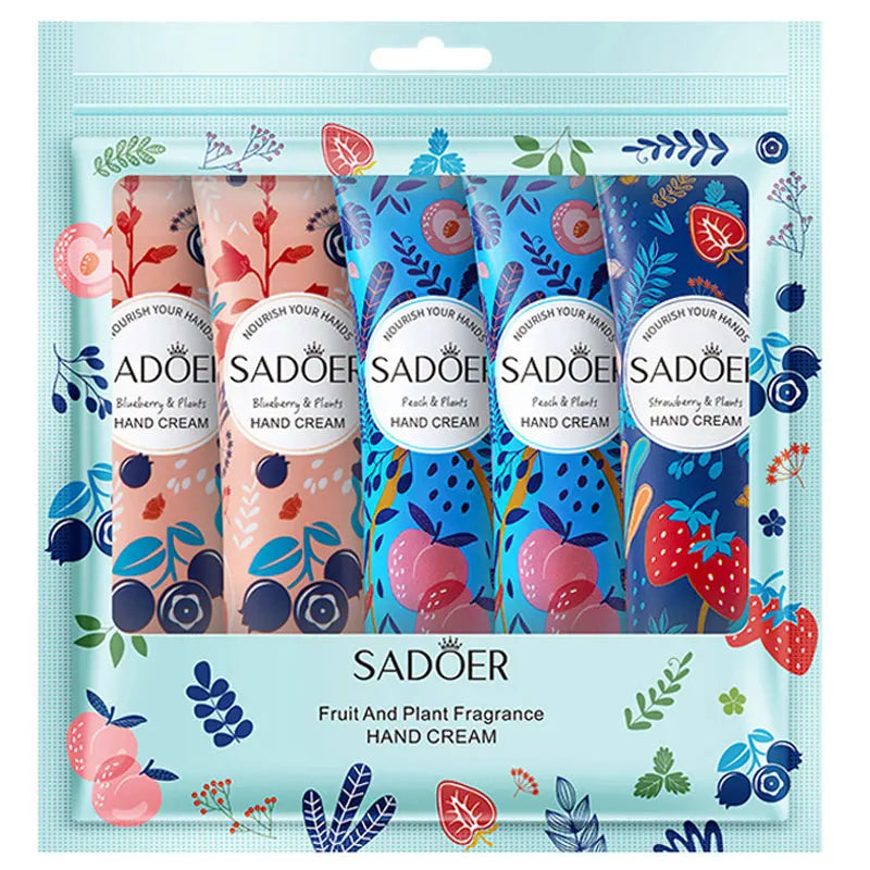 5pcs Plant Fruit Fragrance Hand Cream Sets Moisturizing Handcream Set Hand Care Nourishing Anti Chap Skin Care for Foot
