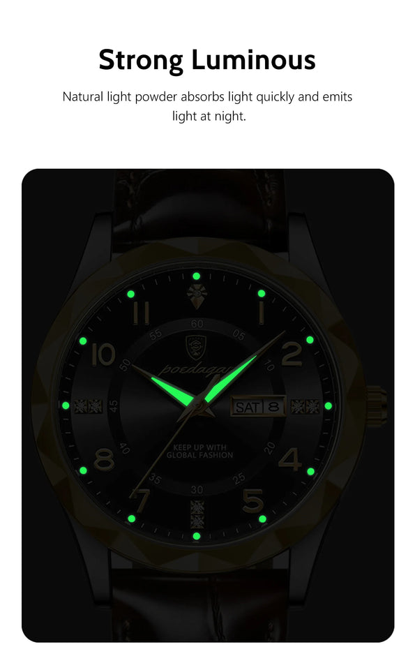 POEDAGAR Luxury High Quality Watches for Men Sport Quartz Leather Man Watch Waterproof Luminous Date Week Men's Watch Male Reloj