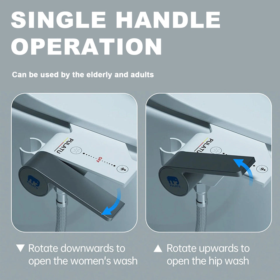 Bidet Attachment Ultra-Slim Toilet Seat Attachment Dual Nozzle Bidet Adjustable Water Pressure Non-Electric Ass Sprayer