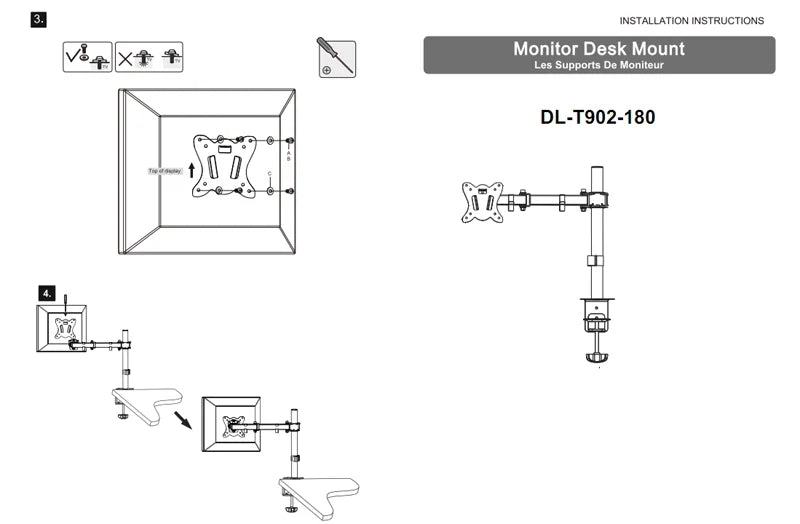 800mm DL-T902-180 Desktop Stand Full Motion 360 Degree steel Monitor Holder 10"-27" clamp base Monitor Mount Arm Load 11kg