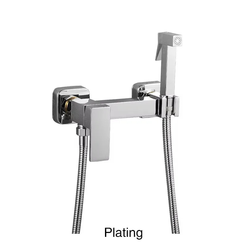 ULA Brass Bidet Faucet Black Toilet Faucet Handheld Toilet Bidet Sprayer Set Hygienic Shower Hot Cold Water Mixer Shower Head