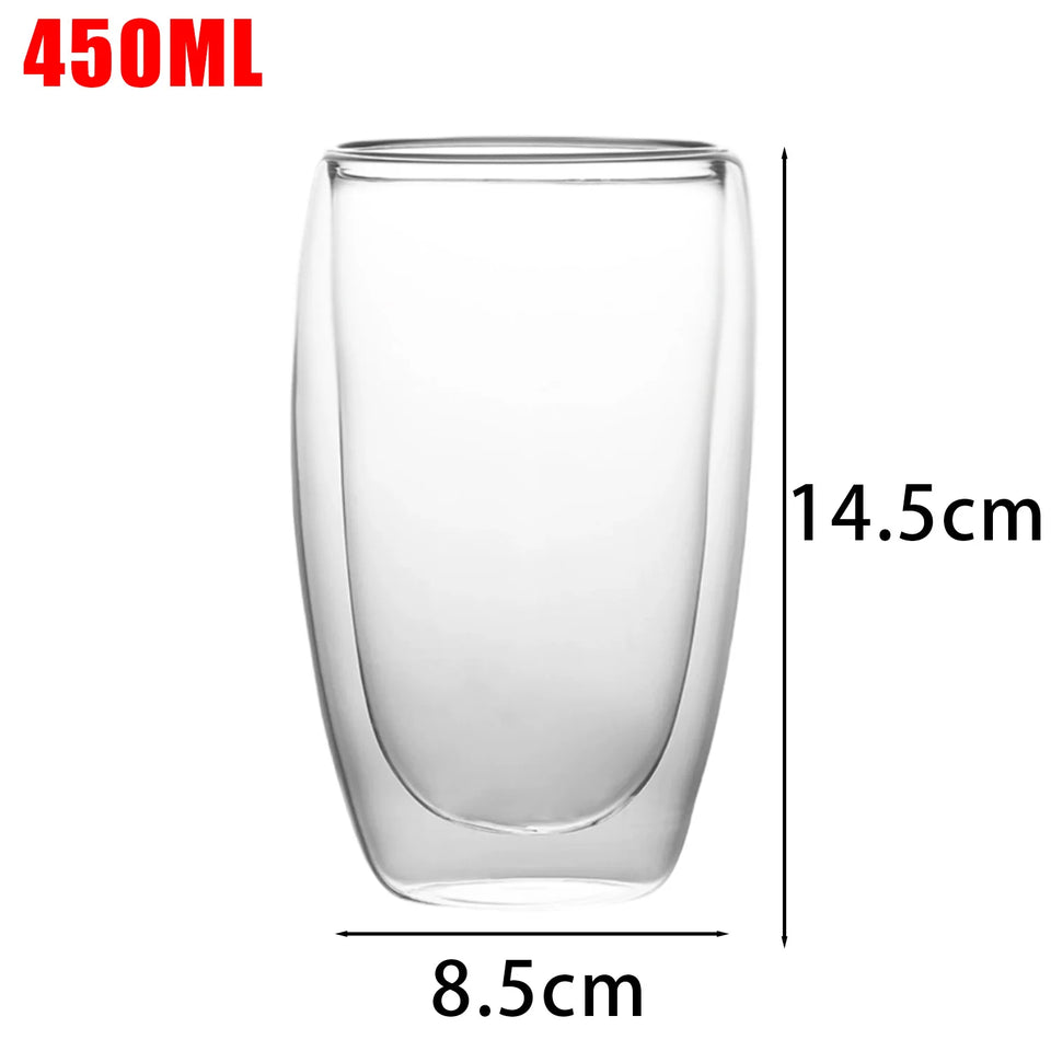 1/3pcs Glass Coffee Cup Transparent Double Walled Glass Heat-resistant Milk Juice Tea Cup Kitchen Bar Party Drinkware Gift Set