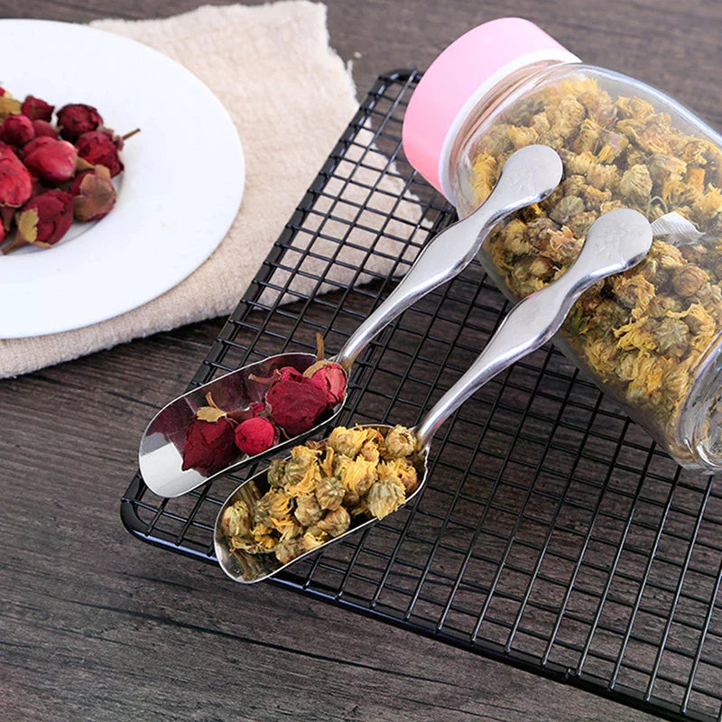Stainless Steel Long Handle Teaspoon Measuring Shovel Spoon Vintage Loose Leaf Tea Scoop Coffee Bean Scooper Kitchen Sugar