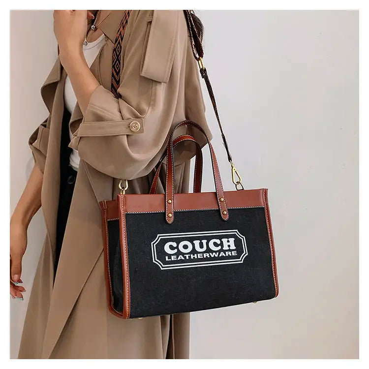 Canvas handbags women's 2023 new fashion all-match tote bag style large capacity shoulder messenger bag for woman