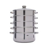 5 Tier 26 / 28 / 30cm Steam Cooker Steamer Pan Cook Food Veg Pot Stainless Steel