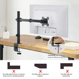 Adjustable Single Monitor Arm – Universal Mount for 12-32" Screens, Height/Angle Adjustable, Sturdy Steel, Ideal for Home Office