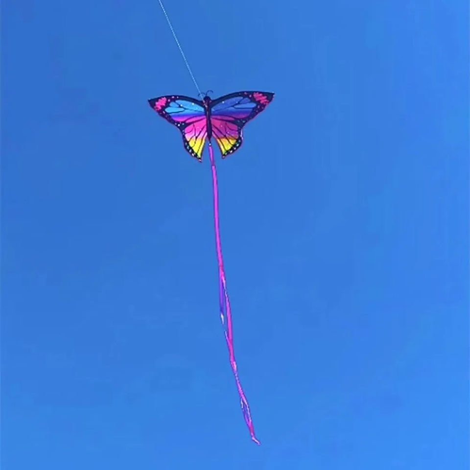 1.45m Colorful Butterfly Kite for Kids Easy to Fly Steering Flying Kites with Long Tail Outdoor Toys Perfect for Family Fun