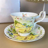 Ceramic Cup and Saucer Spring Summer Autumn Winter Coffee Cup Saucer Dinner Plate Dim Pot Black Teacup European Bone China Mug