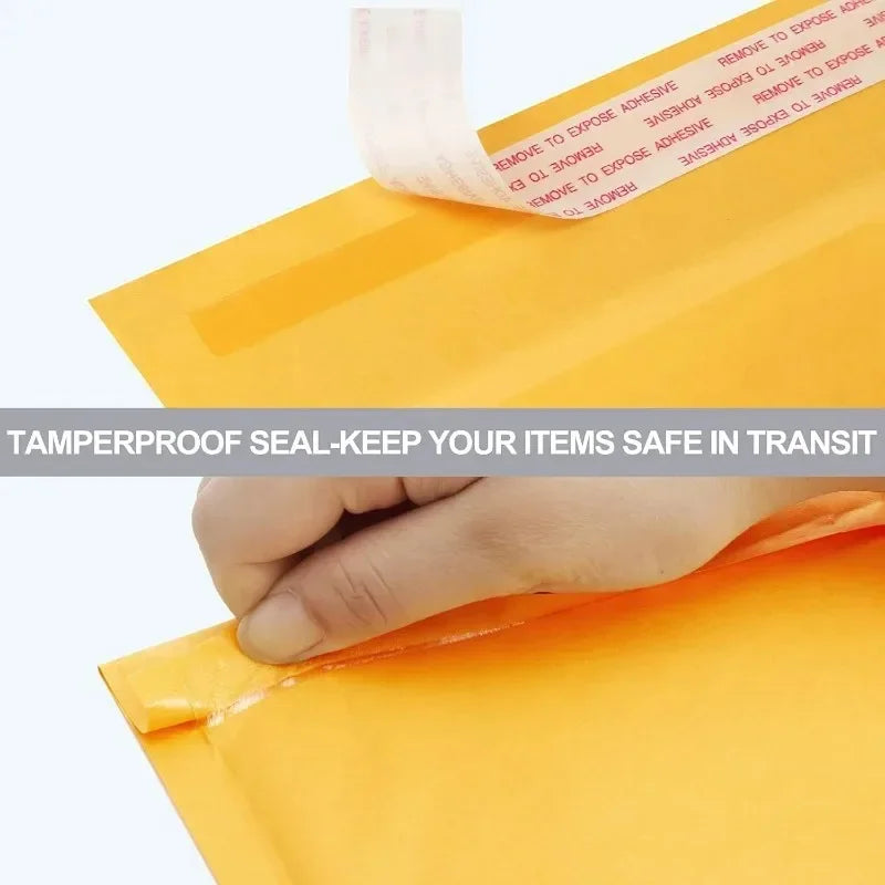 50/30/20/10PCS Kraft Bubble Mailers Envelopes Bags Yellow Seal Adhesive Shipping Bag Waterproof Mailing Business Gift Packaging