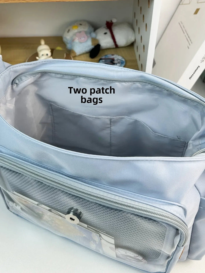 Y2K Japanese Harajuku School Bags for Teenage Girls New Transparent Itabag Crossbody Bag DIY Badges Display Plate Ita Bag