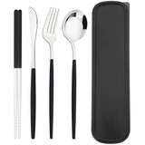 4pcs Stainless Steel Cutlery Set With Storage Box Black Gold Portable Cutlery Set For Home Kitchen Dining Household Tableware