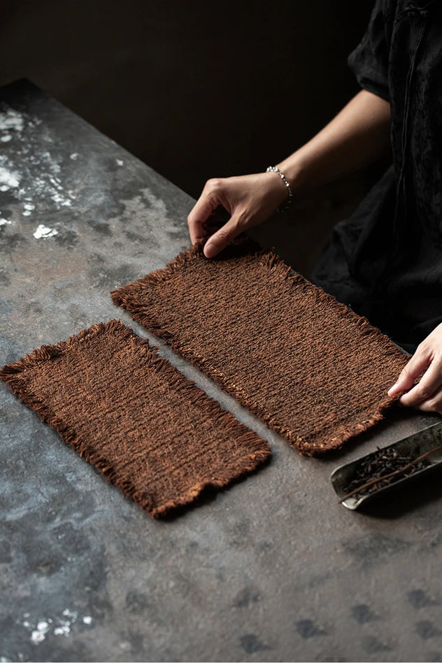 Tea mat, pure handmade plant table runner, pure cotton, thick coarse dry soaking, retro wabi-sabi tea ceremony accessories