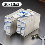 30x10x3mm Powerful Neodymium Magnet Block With double-sided adhesive Super Strong N35 Permanent Magnetic Refrigerator Magnet
