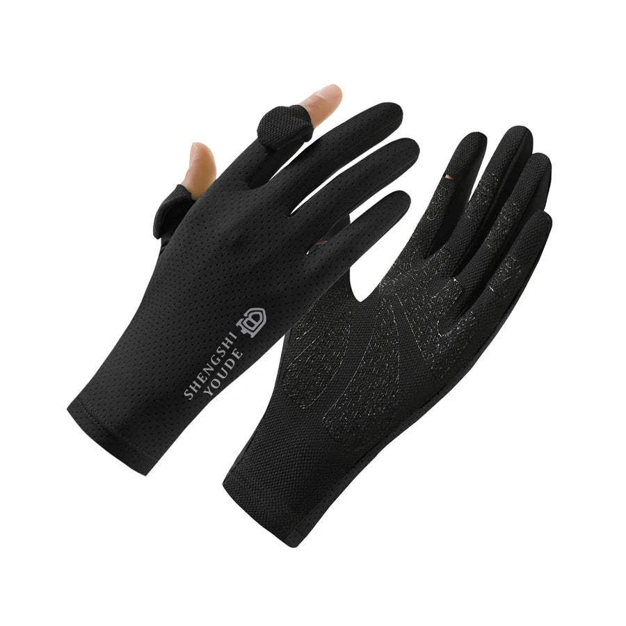 Sunscreen gloves for men and women, touch screen, ice silk thin design, large size, summer outdoor driving, cycling, rider, sun