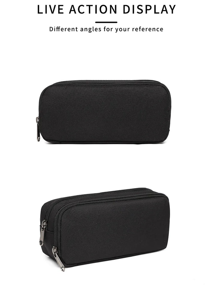 Pencil Case Large Space Storage 2 Compartment Pouch Double Side Opened Student Stationery Pen Bag Desk Organizer School Supplies