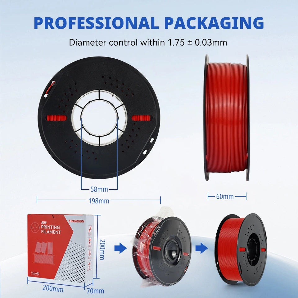 KINGROON 5KG(11LBS) PLA PETG HS-PLA HS-PETG Filament 1.75mm High Speed 3D Printer Material Matte PLA 1kg*5 Roll Mix Color New