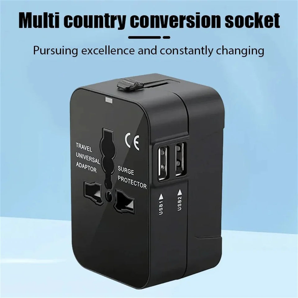 Universal Travel Adapter EU UK US AU AC Power Charger Adapter Global Conversion Plug Dual USB PD Port Travel Conversion Socket