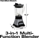 Blender and Food Processor Combo – 40oz Glass Jar, Portable Travel Cup, 3-Cup Electric Food Chopper, 700W – Gray/Black (58163)