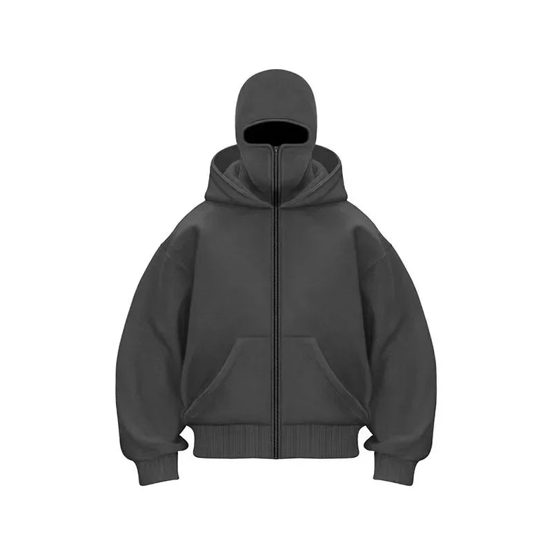 2025 Men Balaclava Y2K Gothic Harajuku Winter New Item Double Hooded Sweatshirt Autumn Men's Hooded Mask Zipper Sportswear Women