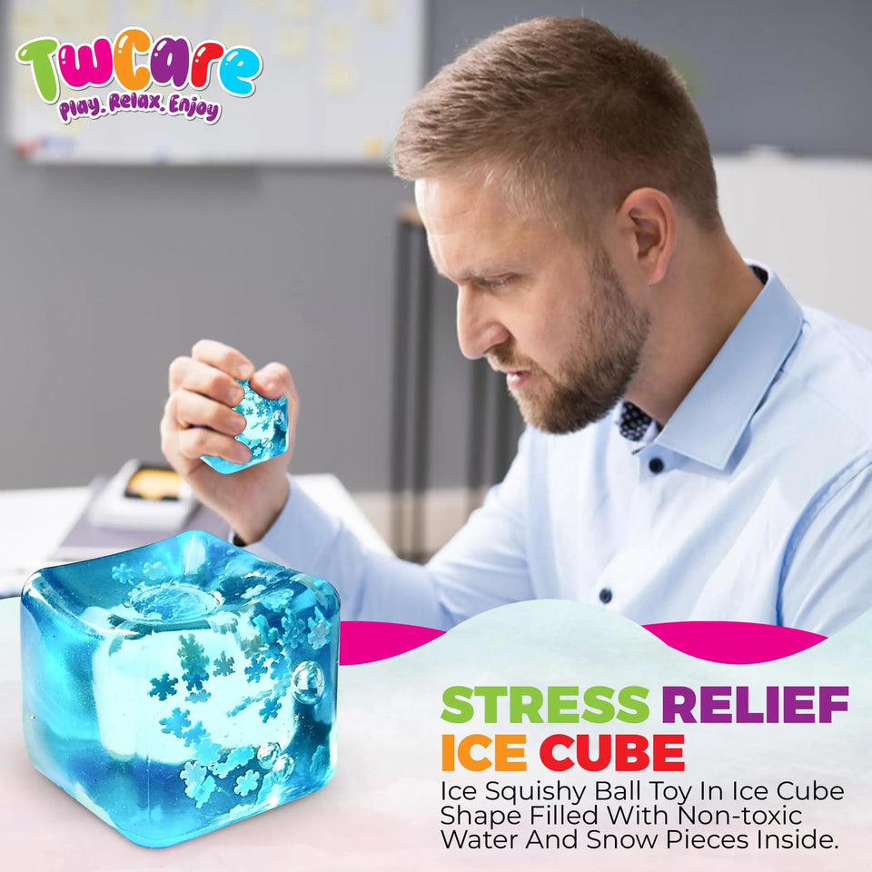 Soft Sensory Toy Fidget Stress Ball Nice Ice Cube Squishy, Stress Relief Toy for Anxiety Kids Adults Decompression Anti-stress
