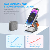 3 In 1 Foldable Magnetic Wireless Charger Stand For iPhone 16 15 14 13 Pro/Max/Plus AirPods 3/2 Station Dock Fast Charger Holder