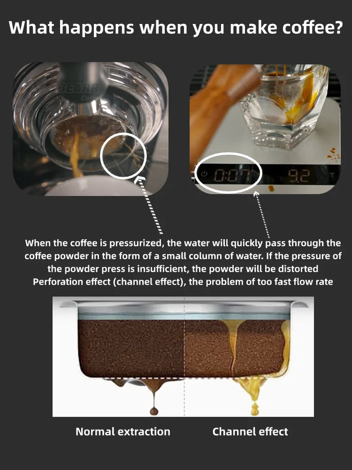 BEARR Coffee Tamper Double Spring Coffee Powder Walnut Handle Constant Pressure SpringCoffeeTamper 51/53/53.7/58.35 Barista Tool