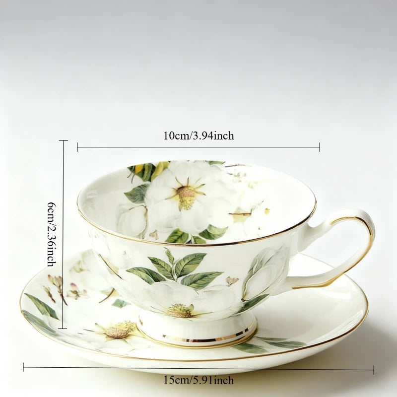 Ceramic teacup, European bone china coffee cup, afternoon tea set, creative English black tea cup, pastoral style water cup