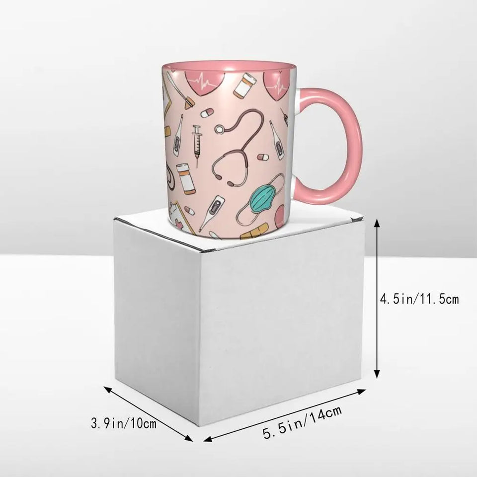 Pink Doctor Nurse Coffee Mugs DIY Customized Enfermera En Apuros Ceramic Milk Tea Mug Cup