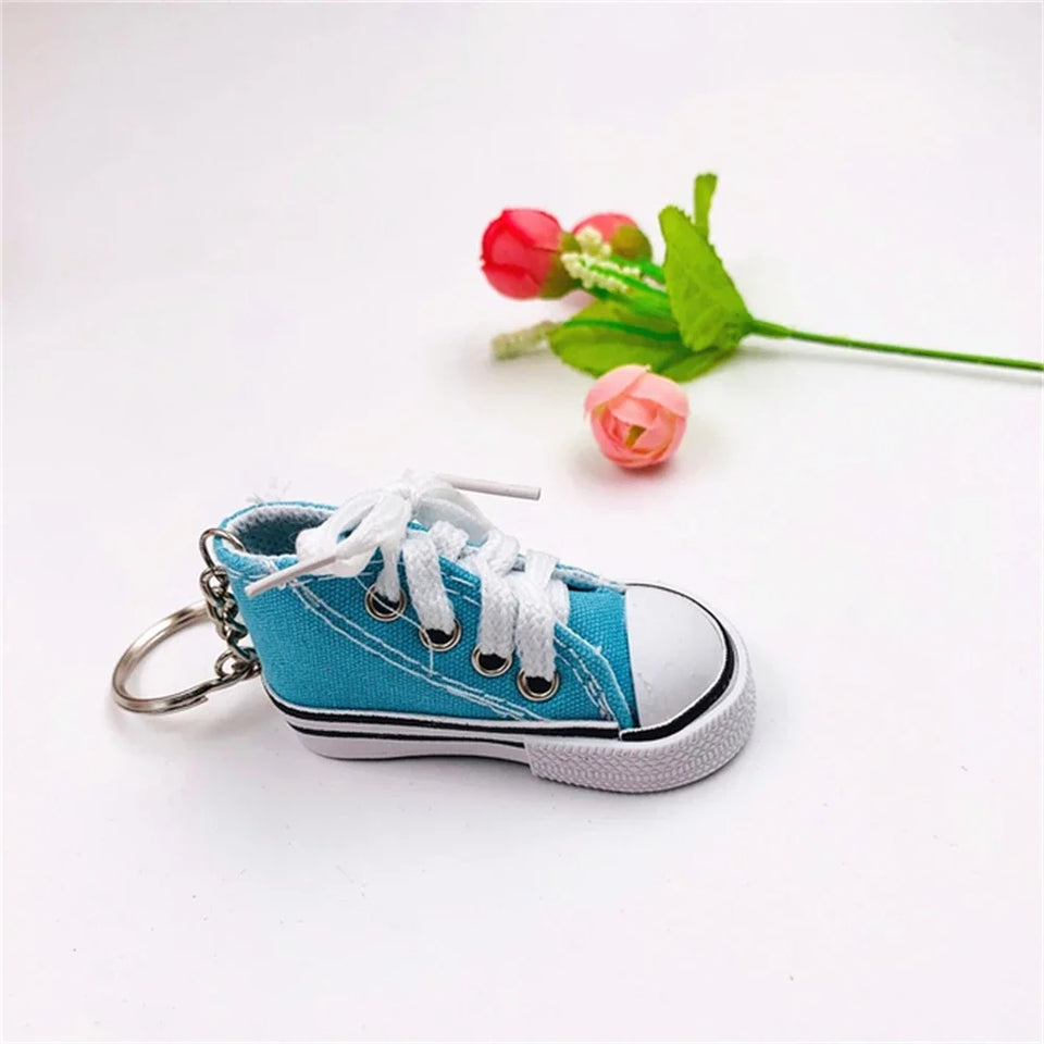 3D Canvas Sneaker Tennis Shoe Keychain Blue Pink Black White Sports Shoes Keyring Bag Ornaments Car Trinket Keyring Accessories
