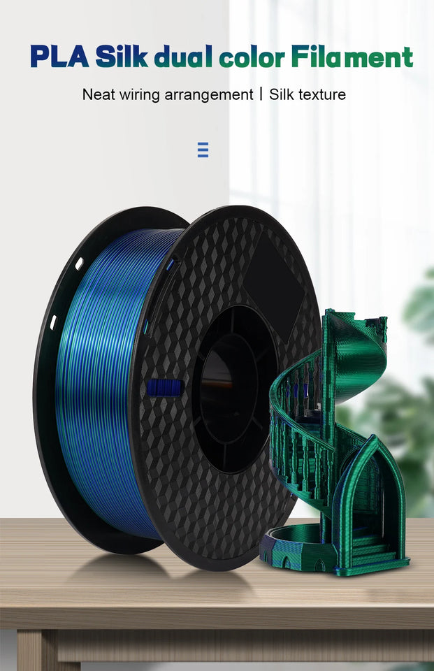 KINGROON Silk Dual-color PLA Filament 3D Printer 1.75mm 11/22 lbs Silk PLA Filament Plastic Materials 3D Printing Special Color