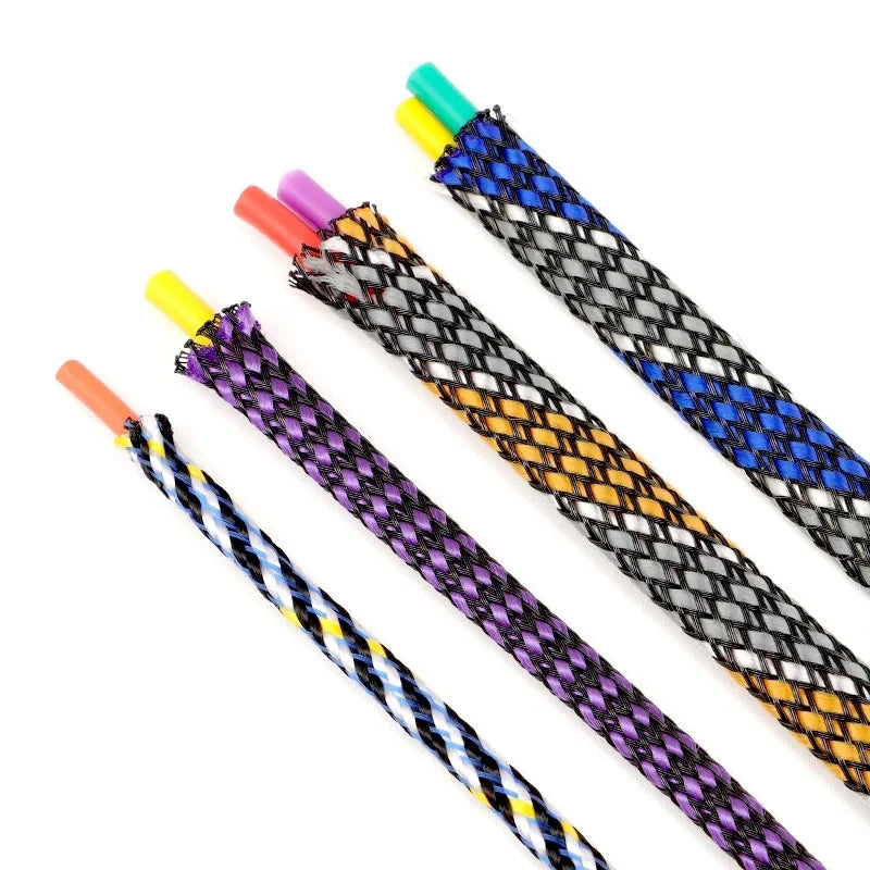 1~100m New Braided Cable Sleeve 4 8 12mm Flexible PP Cotton + PET Yarn Harness Sheath Dust Proof Wire Sleeving Protection Wrap