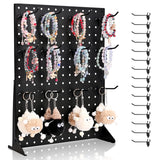 SucceBuy 1/2Sets Pegboard Display Stand 17x13in Tabletop Steel Peg Board Panel with 15 Hooks for Grocery Retail Jewelry Store