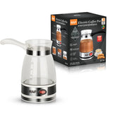 Electric Coffee Maker Glass Turkish Coffee Pot Italian Mocha Tea Milk Heating Machine Portable for Household Office 5-6 Cups