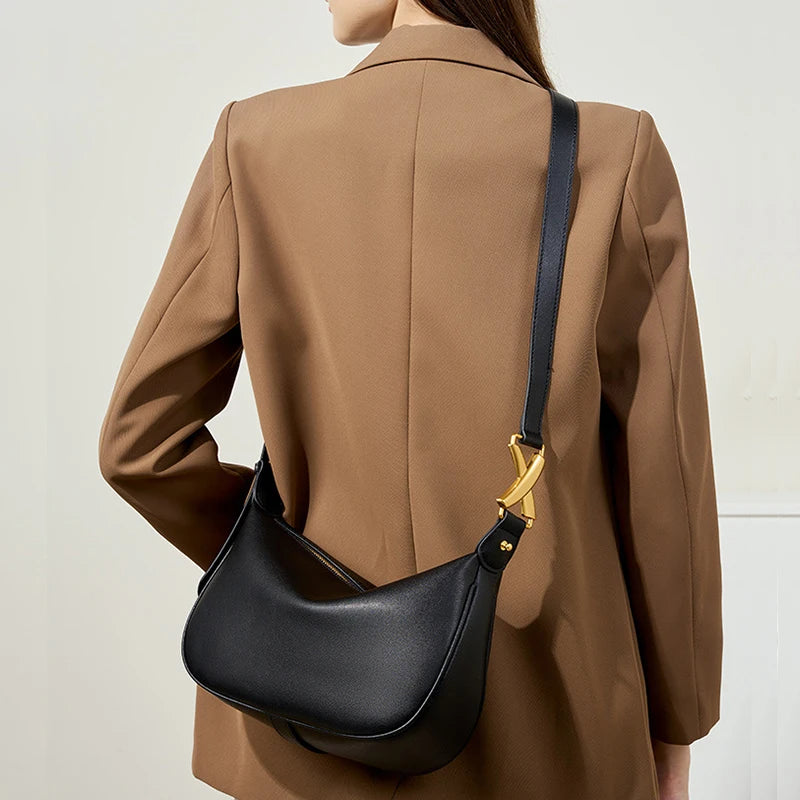 100% genuine leather women's bag designer creates luxury shoulder bag, fashionable new crossbody bag, commuting handbag