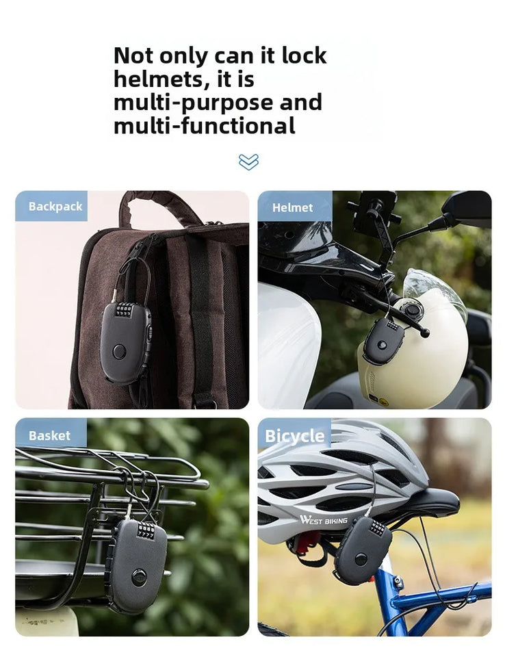 Portable Steel Wire Lock, Stretchable Steel Wire Helmet Lock, Baby Car Lock, Portable Treasure Ruyi Steel Wire Portable Lock