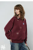 TOYOUTH Women Warm Hoodies Sweatshirt 2025 Winter New Cotton Cartoon Embroidery Age-Reducing Tops