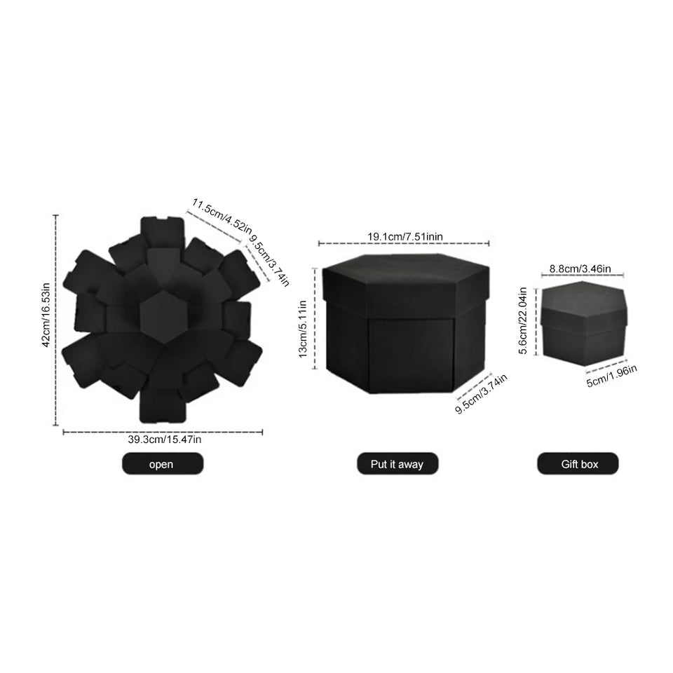 Hexagonal Explosion Box with Photo Album DIY Surprise Explosion Box Handmade Creative for Valentine Day Wedding Proposal