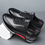 2024 Autumn New Casual Shoes For Men Fashionable Inside Increased High 6cm Lazy Shoes Rubber Shoe Sole Polyamide Leather Shoe