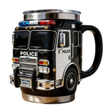 Fire Truck Model Stainless Steel Coffee Mug Rare Car Style Beer Milk Water Cup Home Party Table Decoration New Year Gifts
