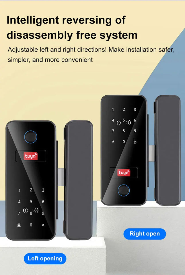 Bluetooth Electronic Glass LOCK Fingerprint Recognition Smart Lock Tuya APP Rfid Card Biometric Unlock for Glass Door Lock
