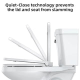 17"/19" Elongated Round White Toilet Seat, Slow Soft Close Magnets Down Lock Quick Release, Quick Top Mount Toilet Seat