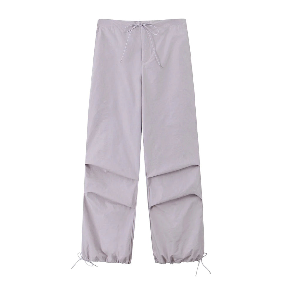 Willshela Women Fashion Parachute Cargo Pants Vintage Jogging Trousers High Elastic Waist Female Chic Lady Boot Cut