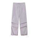 Willshela Women Fashion Parachute Cargo Pants Vintage Jogging Trousers High Elastic Waist Female Chic Lady Boot Cut