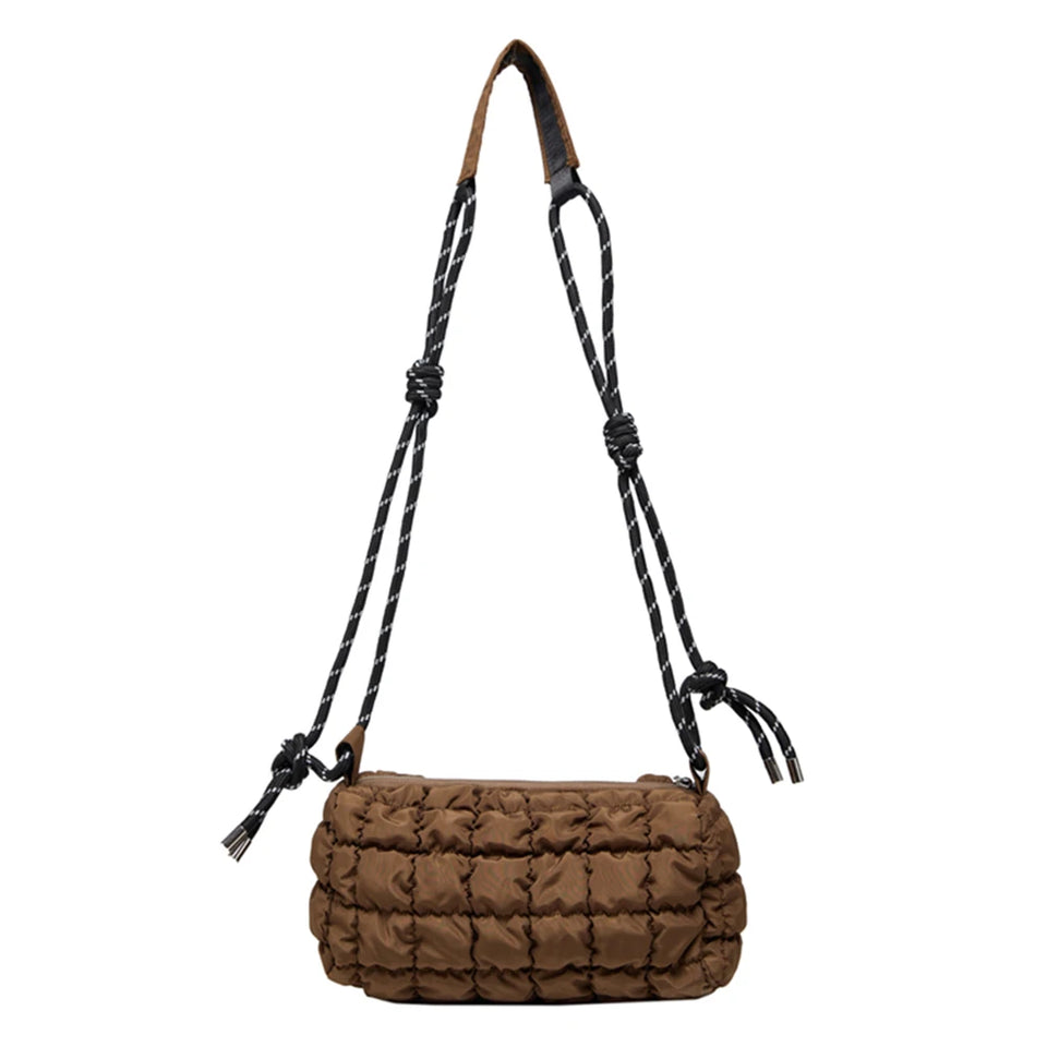Stylish Women Quilted Cloud Bag with Braided Rope Strap Soft Shoulder Bag Perfect for Daily Use and Casual Outings